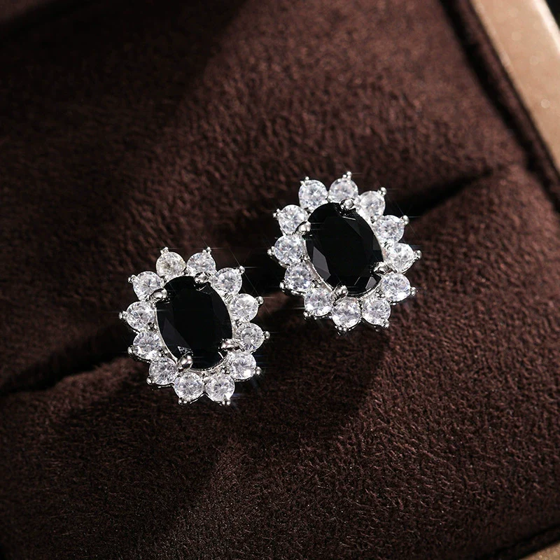 Wholesale Women's Copper Flowershaped Geometric Micropaved Zircon Earrings - Image 9
