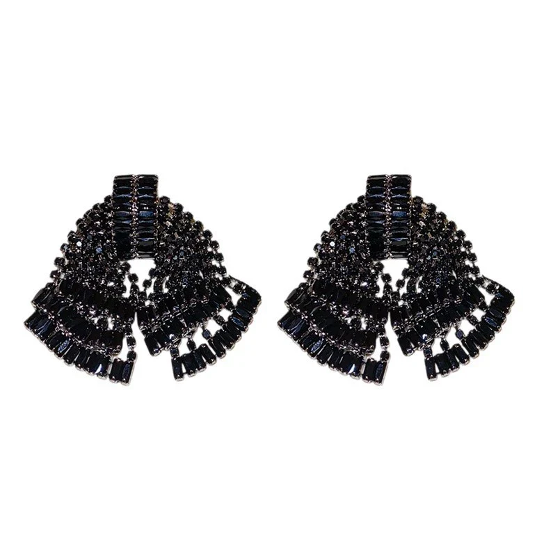 Wholesale Women's Copper Geometric And Bow Pattern Diamond Set Highend Earrings With 925 Silver Ear Needles - Image 5