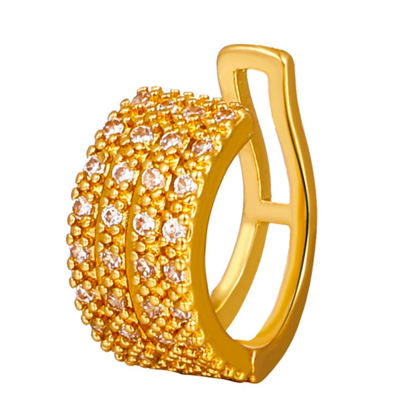 Wholesale Women's Copper Geometric Ctype Retro Microinlaid Zircon Earrings With Electroplating - Image 5