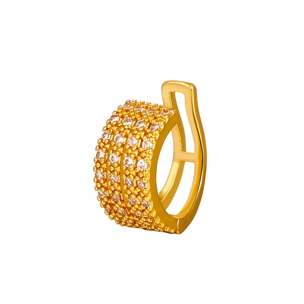 Wholesale Women's Copper Geometric Ctype Retro Microinlaid Zircon Earrings With Electroplating - Image 6