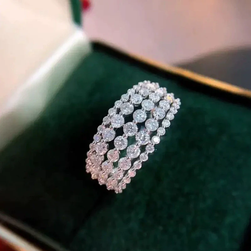 Wholesale Women's Copper Geometric Inlaid Zircon Fashionable Ring