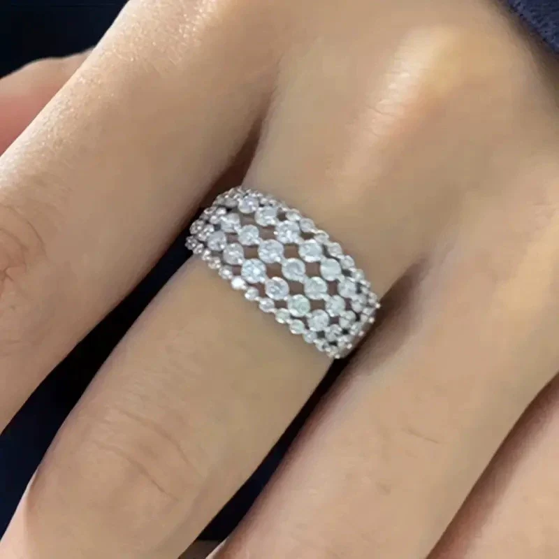 Wholesale Women's Copper Geometric Inlaid Zircon Fashionable Ring - Image 2