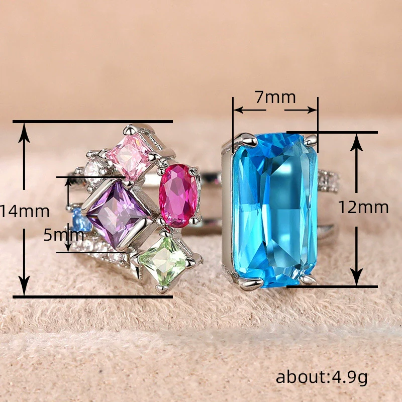 Wholesale Women's Copper Geometric Inlaid Zircon Open Ring Light Luxury Niche Design - Image 5