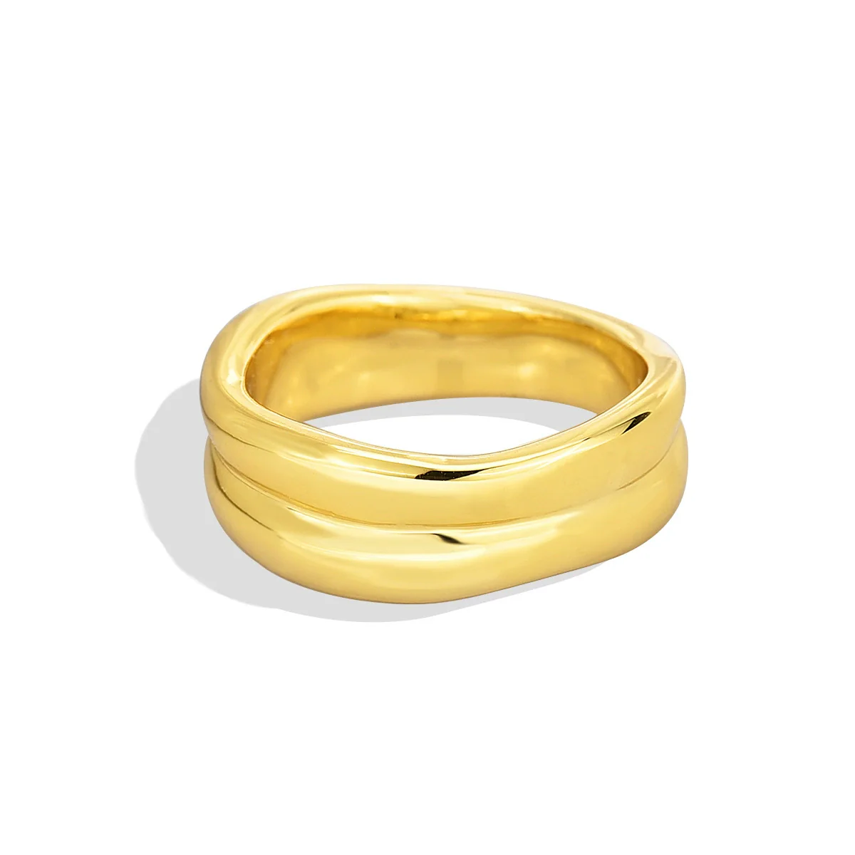 Wholesale Women's Copper Geometric Irregular Goldplated Ring - Image 6
