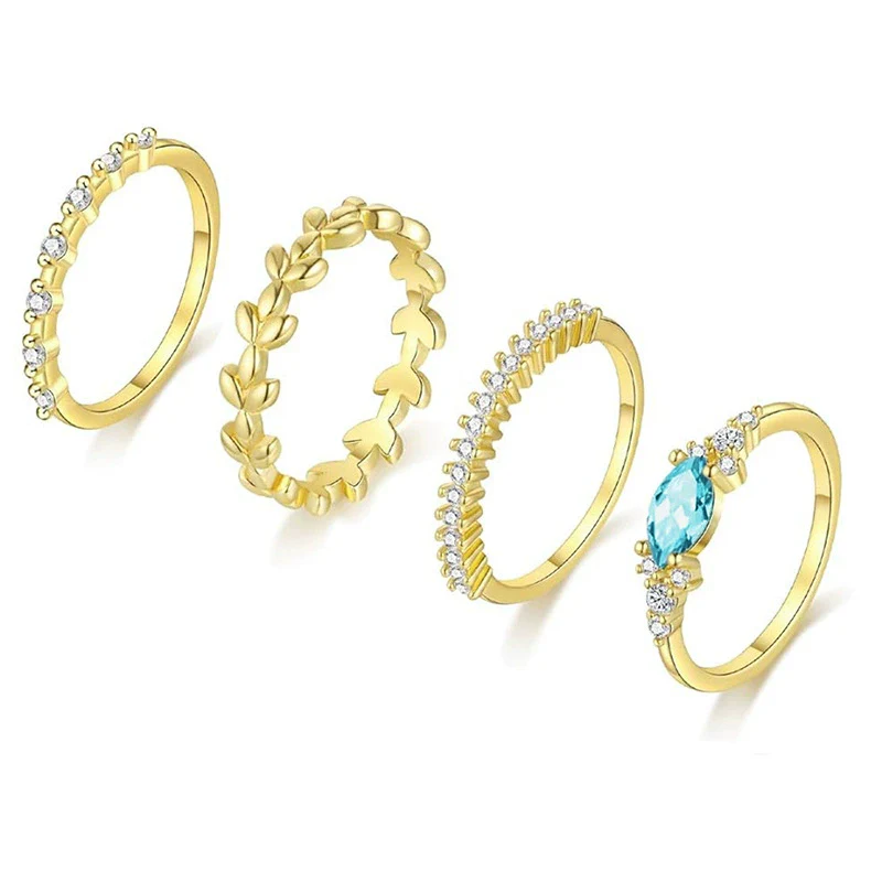 Wholesale Women's Copper Geometric Marquise Ring Set With Zirconia Design - Image 2