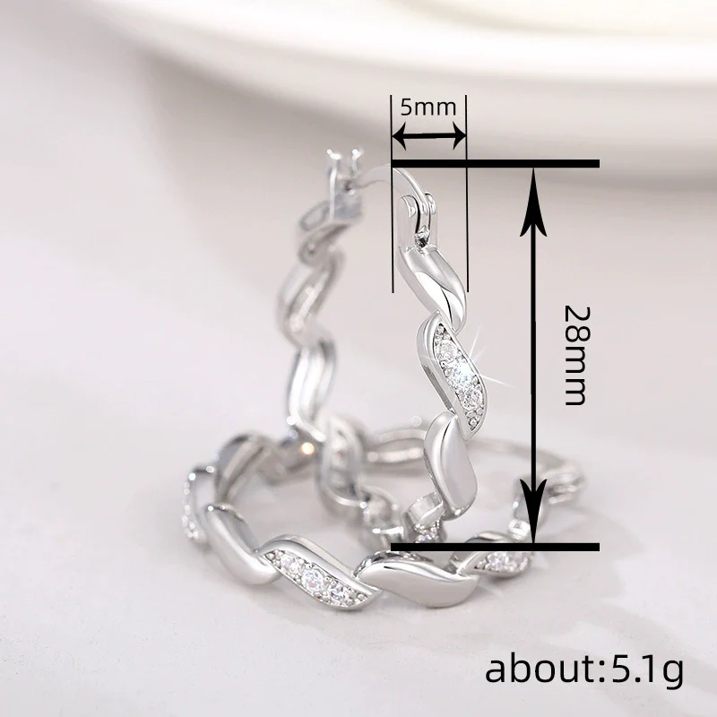 Wholesale Women's Copper Geometric Microinlaid Zircon Earrings Accessible Luxury Fashion Accessories - Image 4
