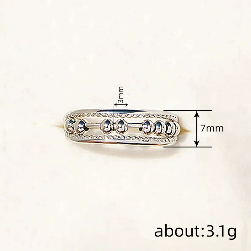 Wholesale Women's Copper Geometric Movable Bead Niche Design Electroplated Ring - Image 4