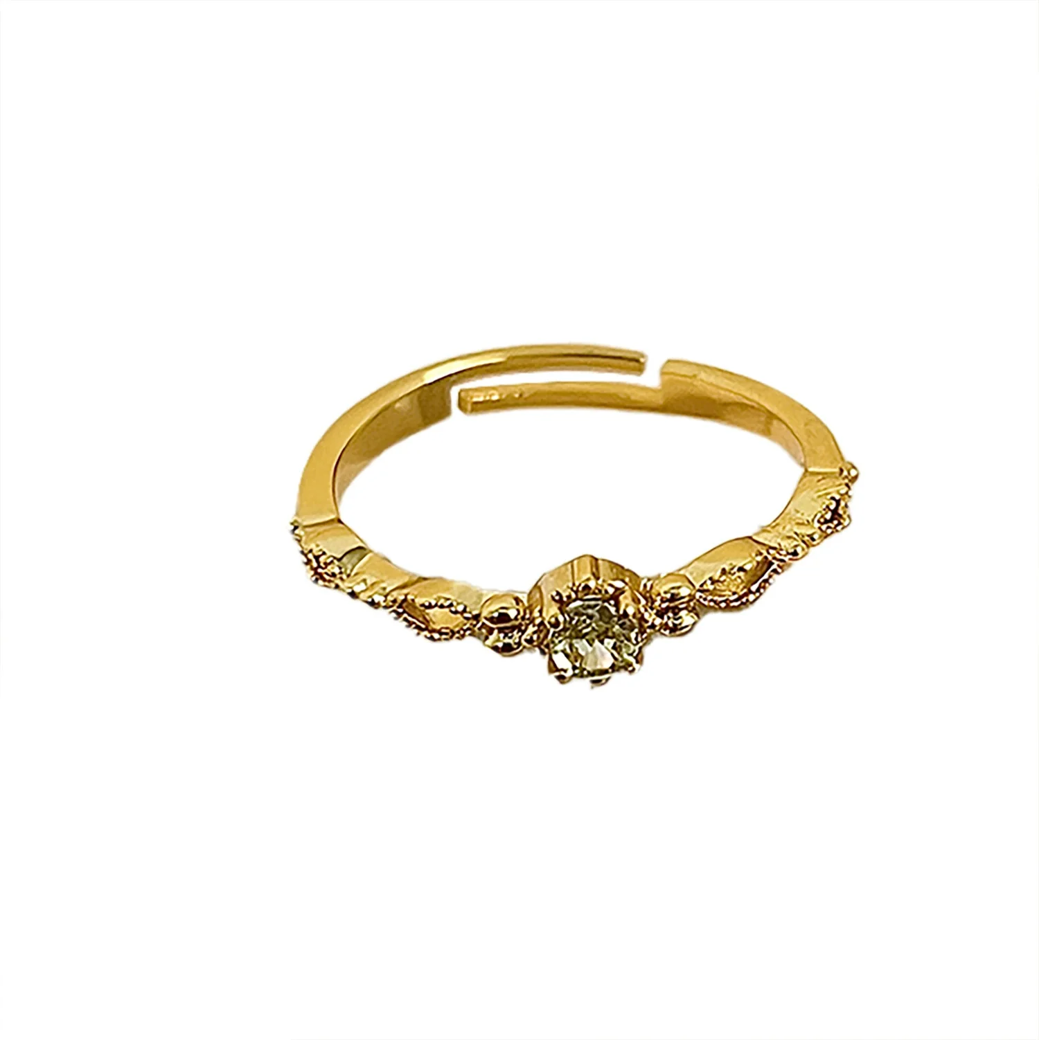 Wholesale Women's Copper Geometric Olive Green Zircon Opening Adjustable Ring With Electroplating - Image 5