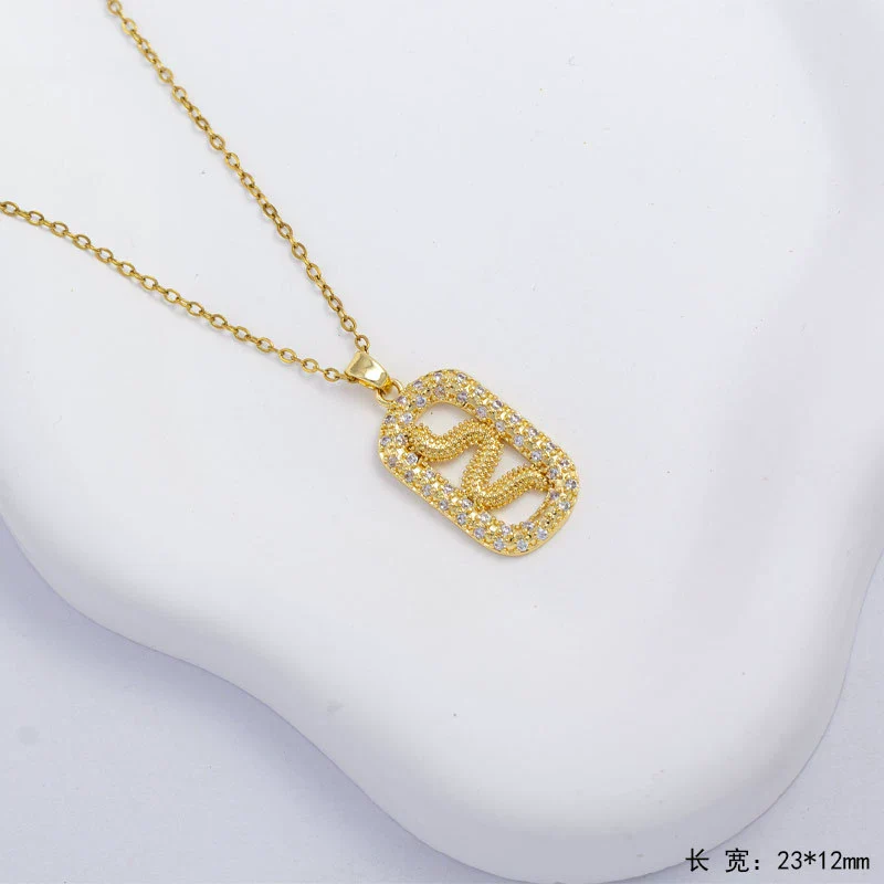 Wholesale Women's Copper Geometric Pendant Necklace With Inlay And Electroplating - Image 6