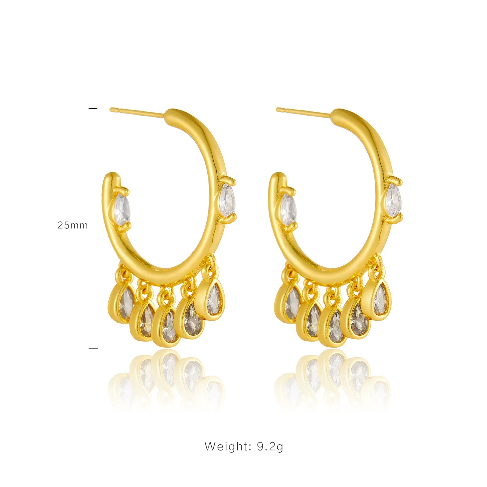 Wholesale Women's Copper Geometric Retro Simple Electroplated Zircon Drop Earrings - Image 4