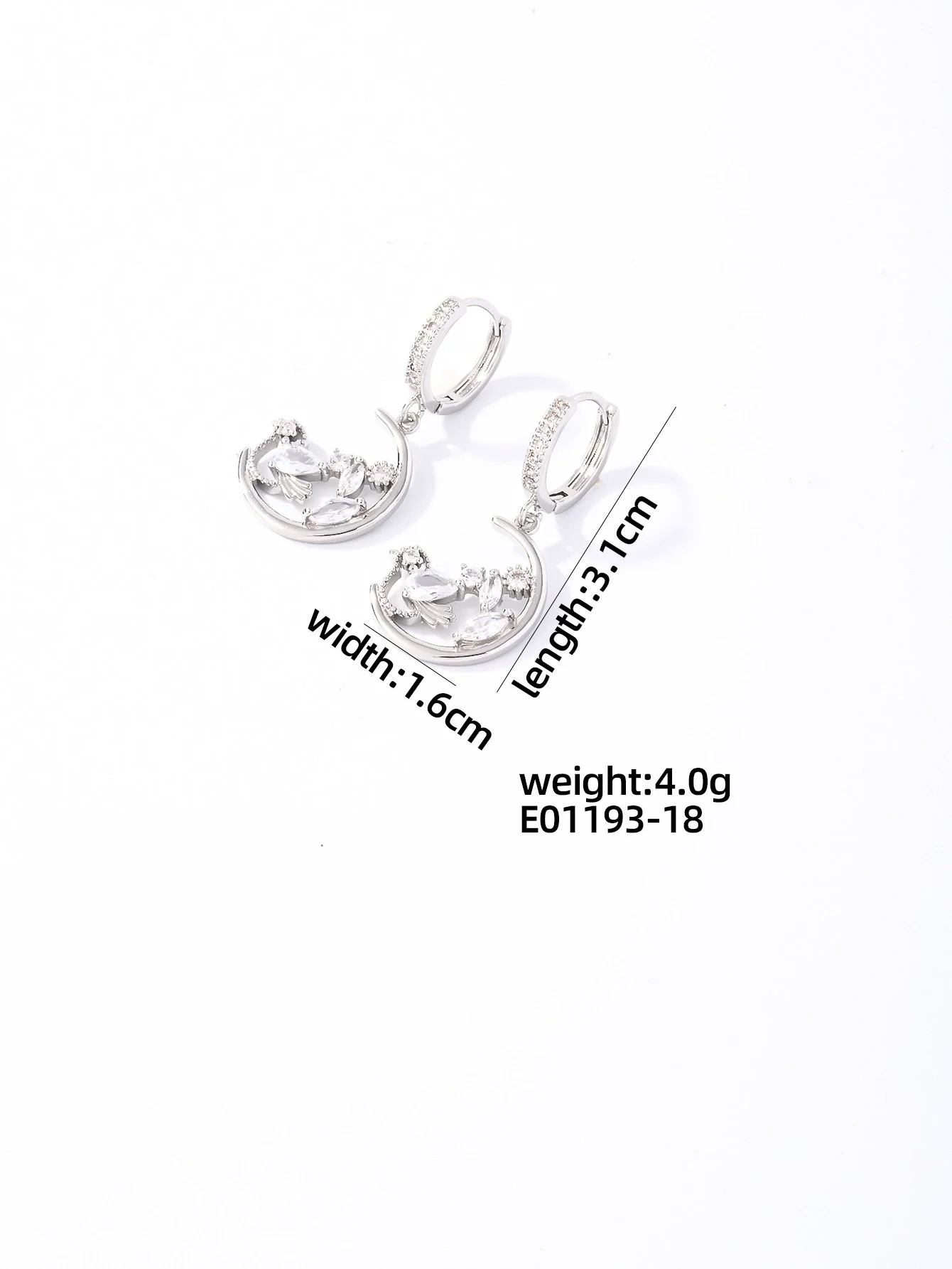 Wholesale Women's Copper Geometric Rhinestone Pendant Earrings With Diamond Design And Natural Style - Image 7