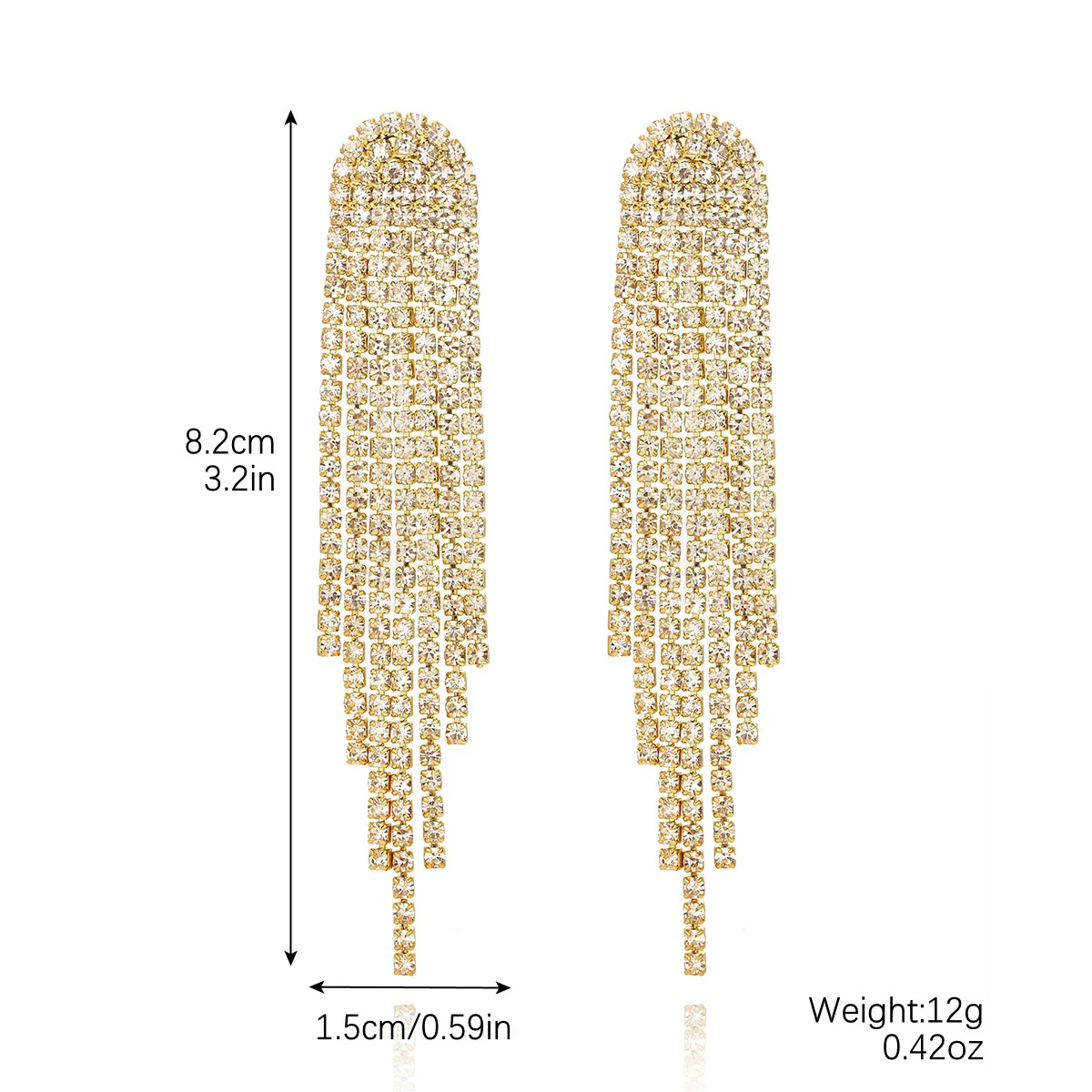 Wholesale Women's Copper Geometric Rhombus And Ushape Claw Chain Long Tassel Exaggerated Earrings - Image 10
