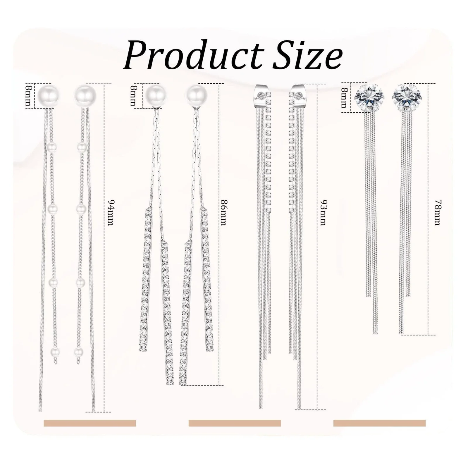 Wholesale Women's Copper Geometric Rhombus And Ushape Claw Chain Long Tassel Exaggerated Earrings - Image 5