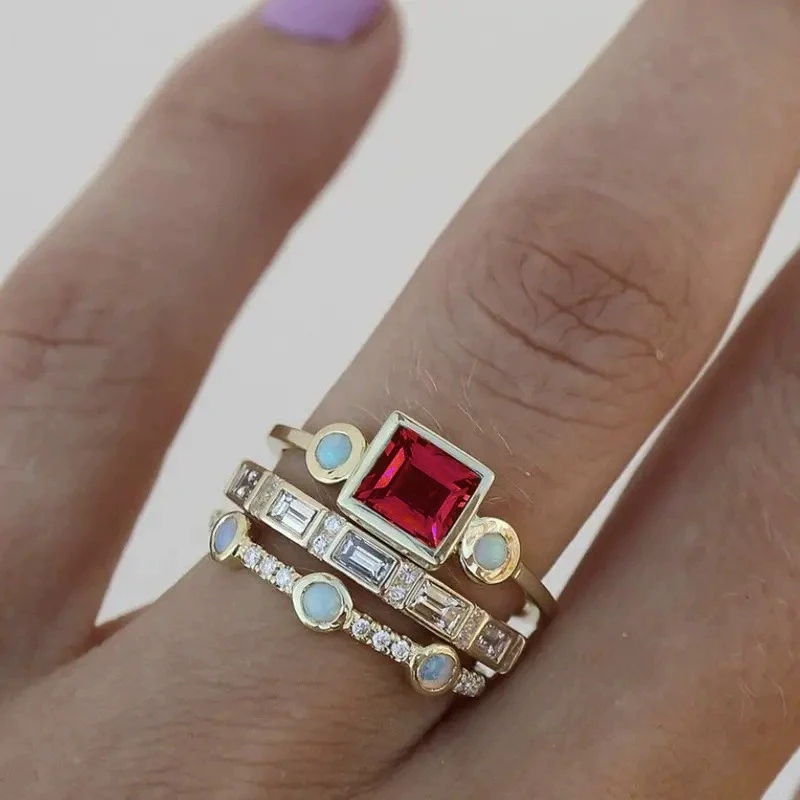 Wholesale Women's Copper Geometric Ring With Zirconia Decoration In Elegant Court Style - Image 5