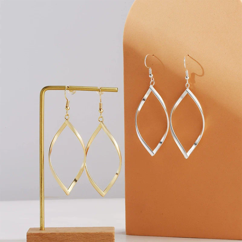 Wholesale Women's Copper Geometric Spiral Hollow Leaf Electroplated Earrings