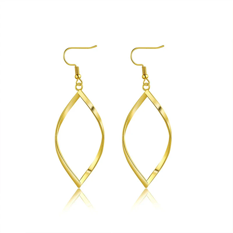 Wholesale Women's Copper Geometric Spiral Hollow Leaf Electroplated Earrings - Image 5