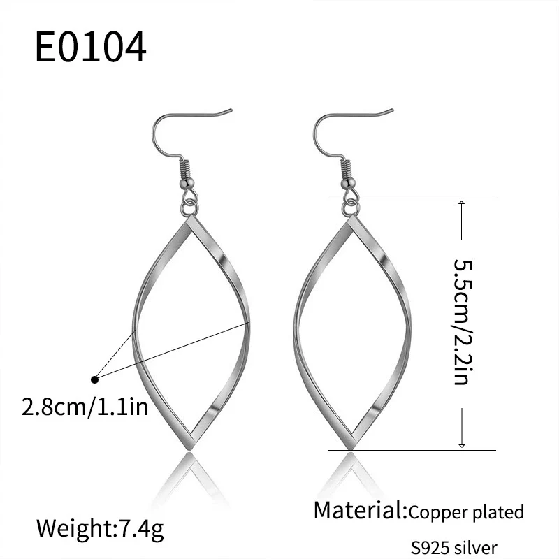 Wholesale Women's Copper Geometric Spiral Hollow Leaf Electroplated Earrings - Image 7
