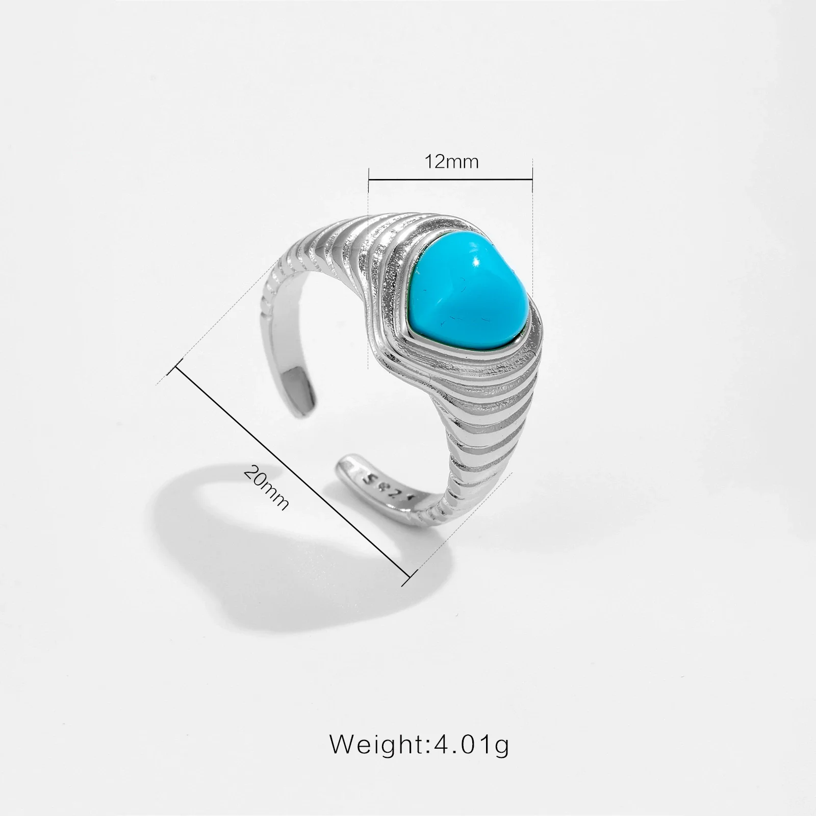 Wholesale Women's Copper Geometric Style Retro Highend Turquoise Finger Ring With Platinum And 18K Gold Electroplating - Image 8