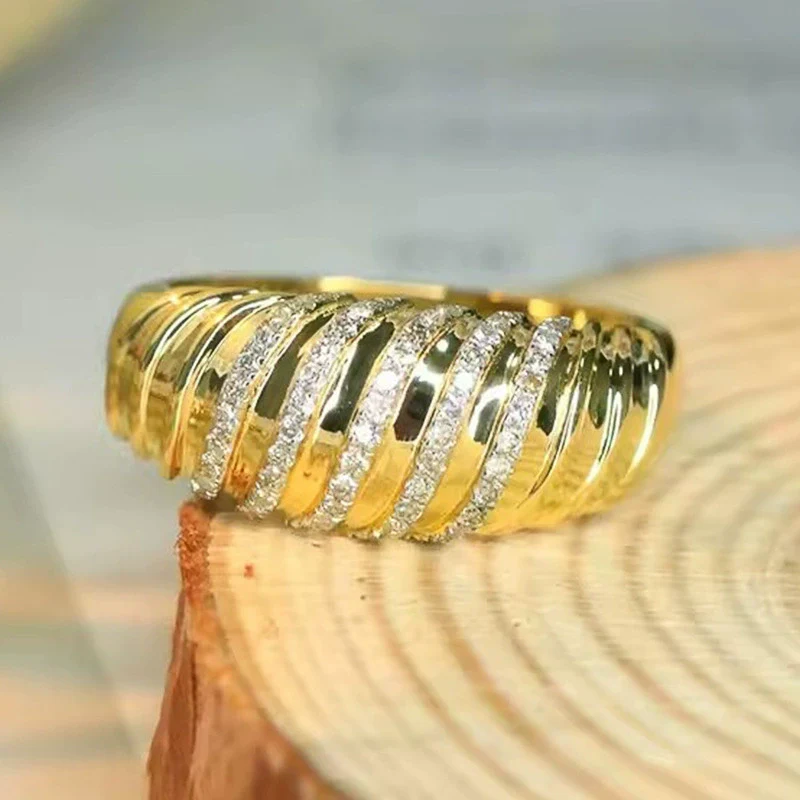 Wholesale Women's Copper Geometric Style Zirconia Ring - Image 2