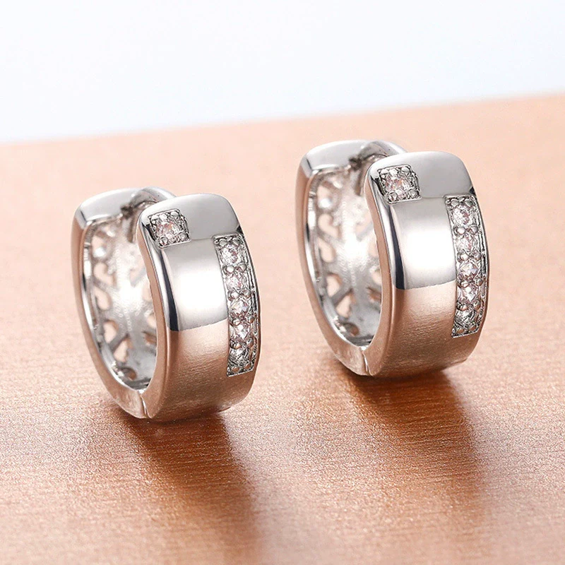 Wholesale Women's Copper Geometric U Shaped Zircon Earrings