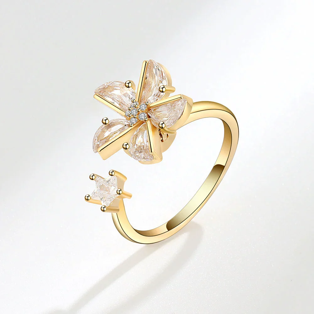 Wholesale Women's Copper Geometric Windmill Rotating Ring With Electroplating - Image 3