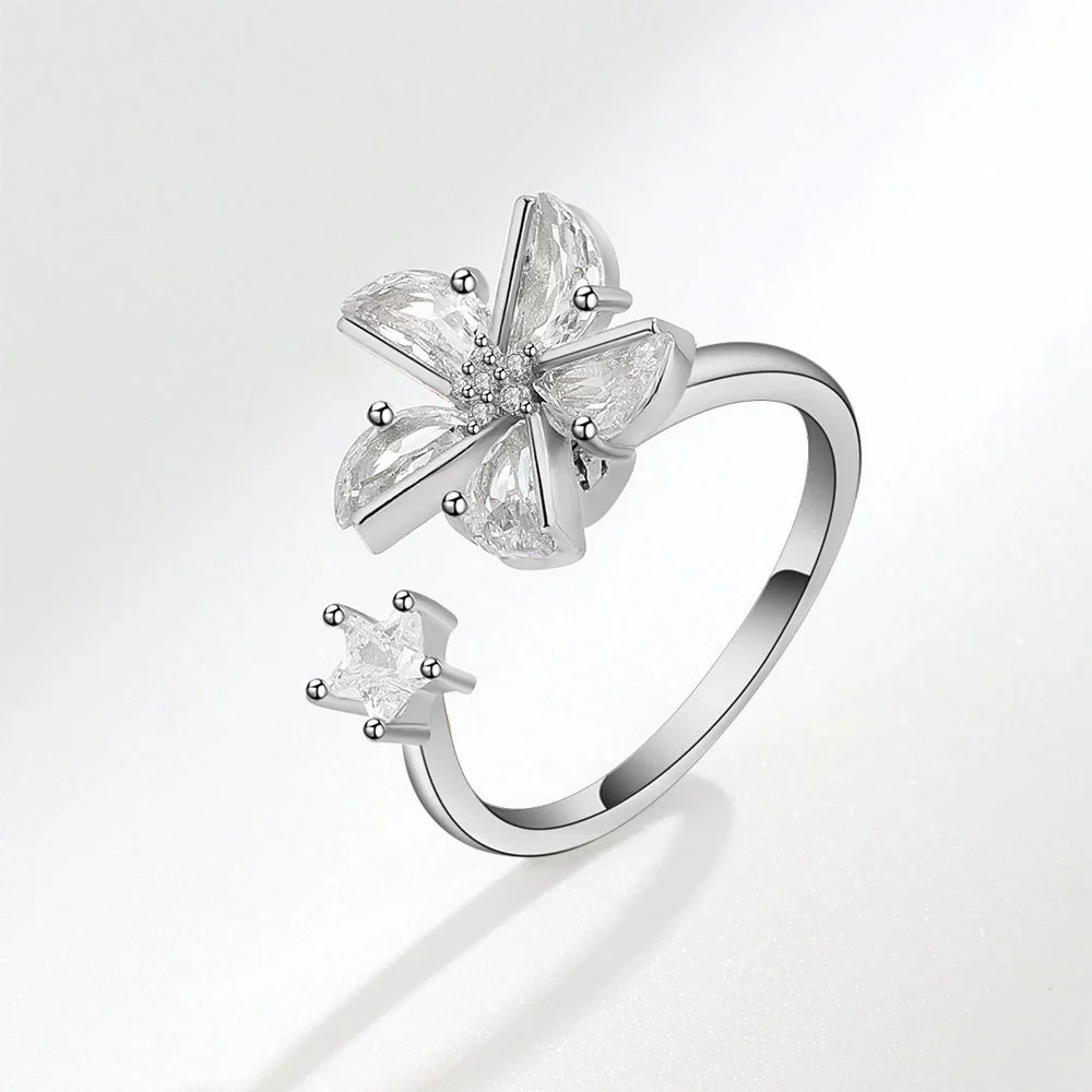 Wholesale Women's Copper Geometric Windmill Rotating Ring With Electroplating - Image 6