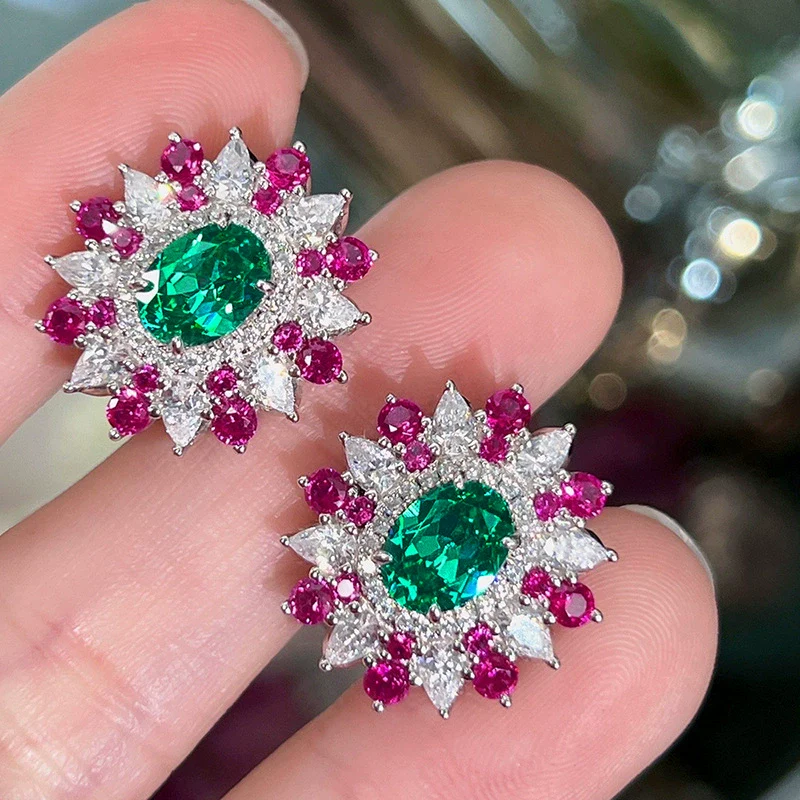 Wholesale Women's Copper Geometric Zirconia Earrings - Image 2