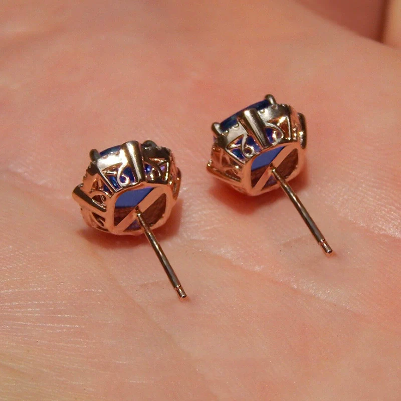 Wholesale Women's Copper Geometric Zirconia Earrings Romantic Exquisite Lady Jewelry - Image 3
