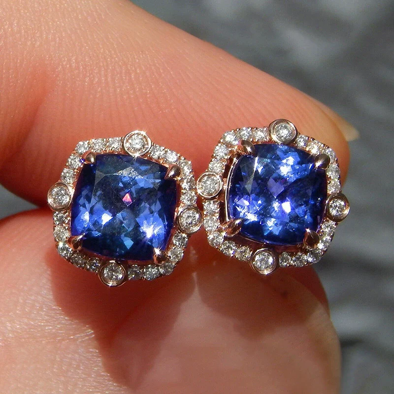 Wholesale Women's Copper Geometric Zirconia Earrings Romantic Exquisite Lady Jewelry - Image 5