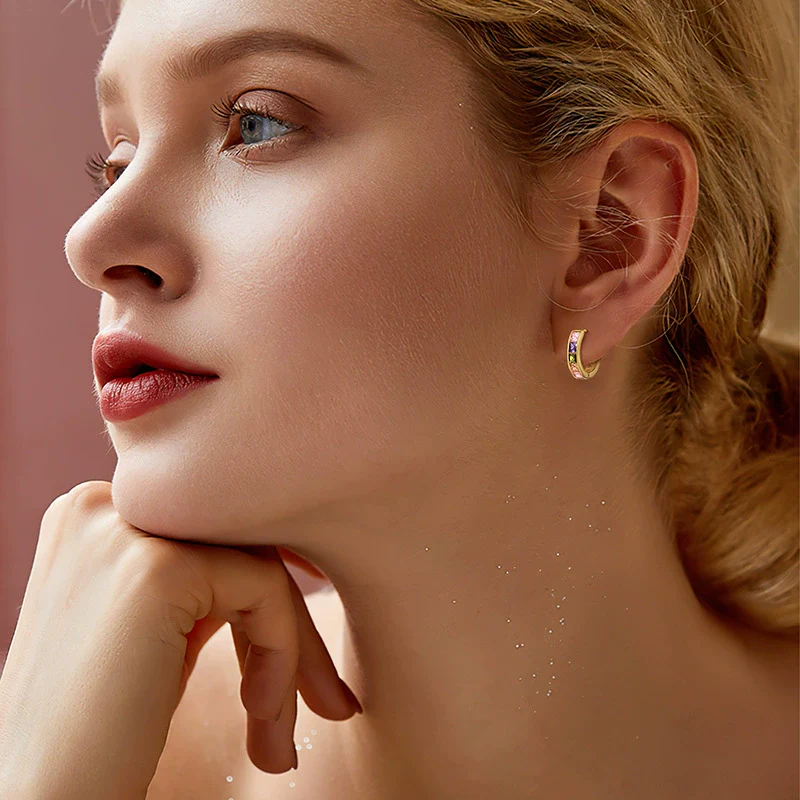Wholesale Women's Copper Geometric Zirconia Jewelry Earrings - Image 3