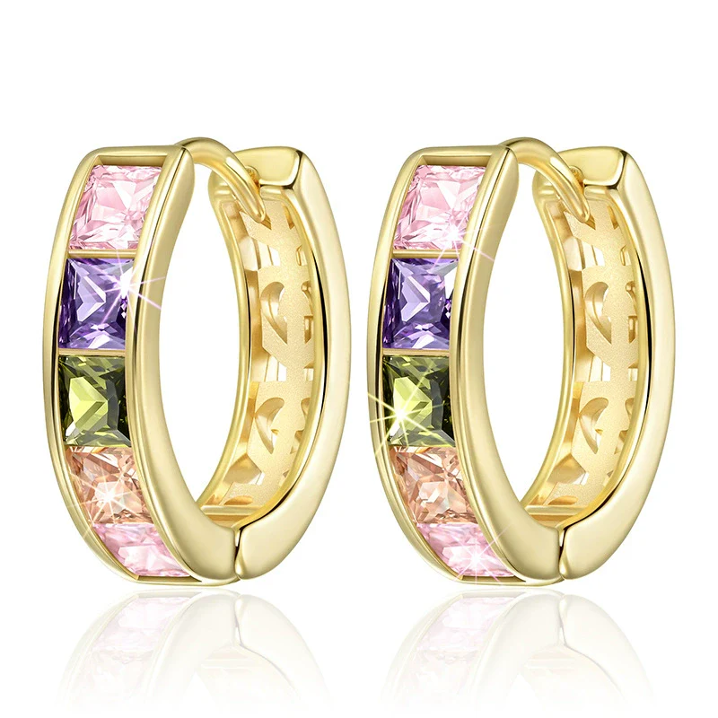 Wholesale Women's Copper Geometric Zirconia Jewelry Earrings - Image 5