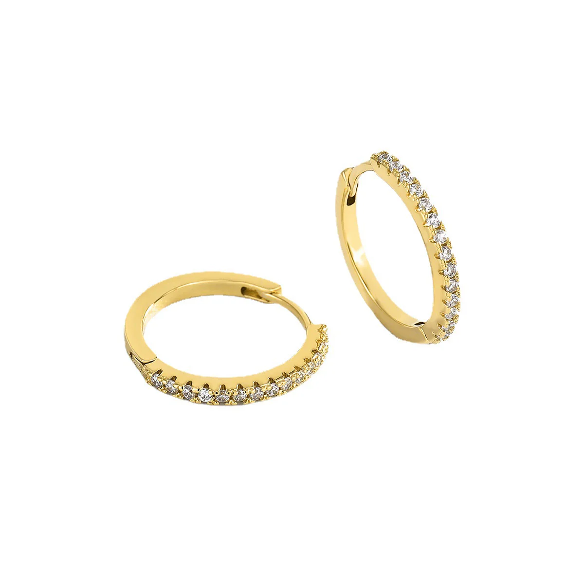 Wholesale Women's Copper Gold Plated Micro Inlaid Zircon Round Geometric Earrings Jewelry - Image 4