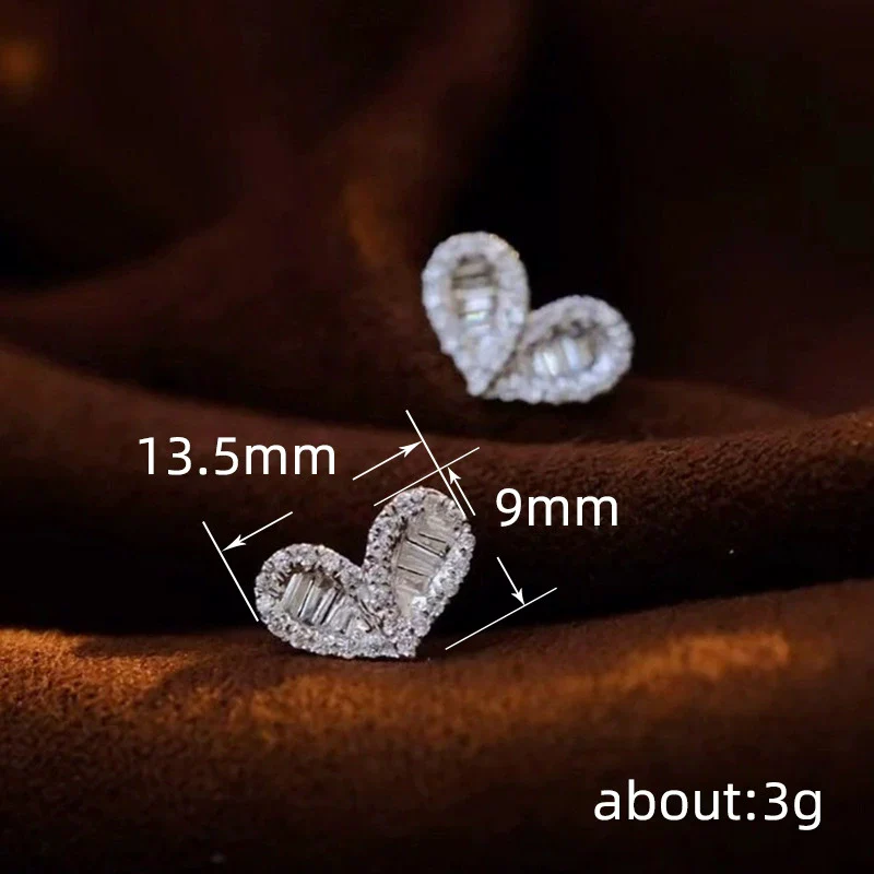 Wholesale Women's Copper Heartshaped Niche Style Earrings With Geometric Pattern And Inlaid Zircon - Image 4