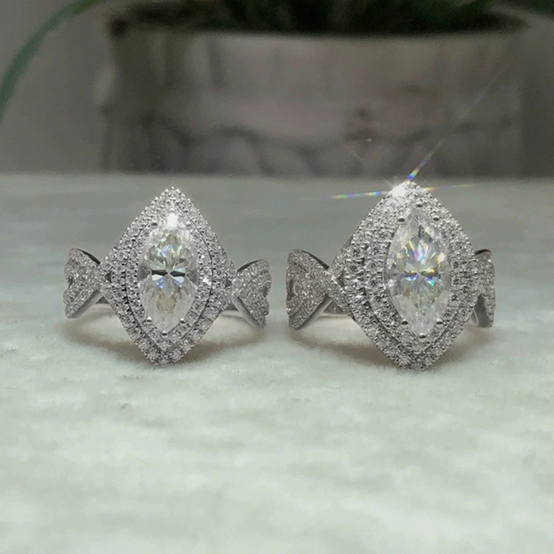 Wholesale Women's Copper Horse Eye Zircon Ring With Geometric Design - Image 3