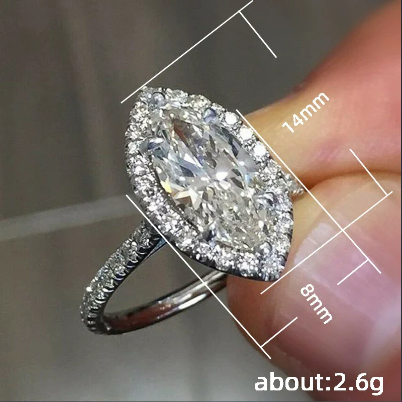 Wholesale Women's Copper Horse Eyeshaped Microinlaid Zircon Engagement And Wedding Ring With Geometric Style - Image 3