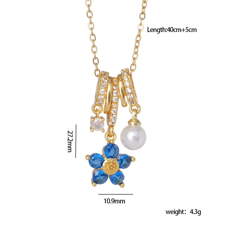 Wholesale Women's Copper Inlaid Mixed Gemstone Flower Tassel Pendant O Chain Necklace With Electroplating Treatment - Image 10