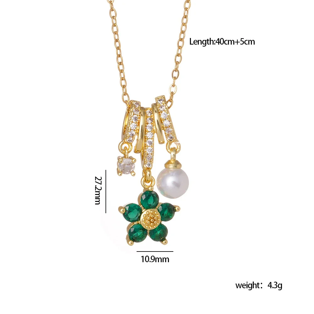 Wholesale Women's Copper Inlaid Mixed Gemstone Flower Tassel Pendant O Chain Necklace With Electroplating Treatment - Image 7