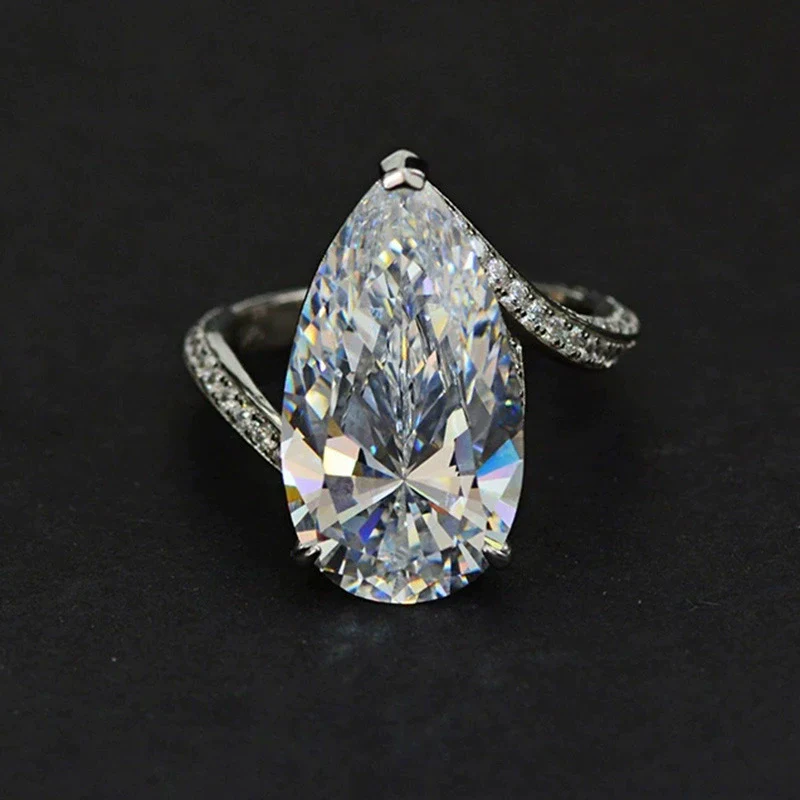 Wholesale Women's Copper Inlaid Zircon Dropshaped Ring - Image 2