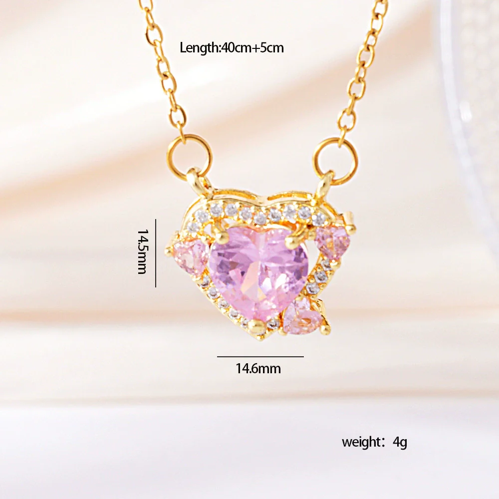 Wholesale Women's Copper Inlaid Zircon Geometric Light Luxury Style Necklace With Electroplating And O Word Chain - Image 10