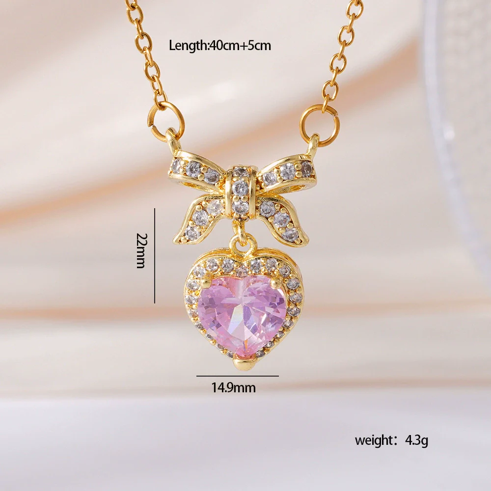 Wholesale Women's Copper Inlaid Zircon Geometric Light Luxury Style Necklace With Electroplating And O Word Chain - Image 12