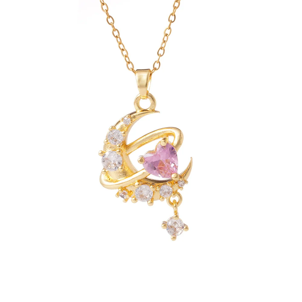 Wholesale Women's Copper Inlaid Zircon Geometric Light Luxury Style Necklace With Electroplating And O Word Chain - Image 5
