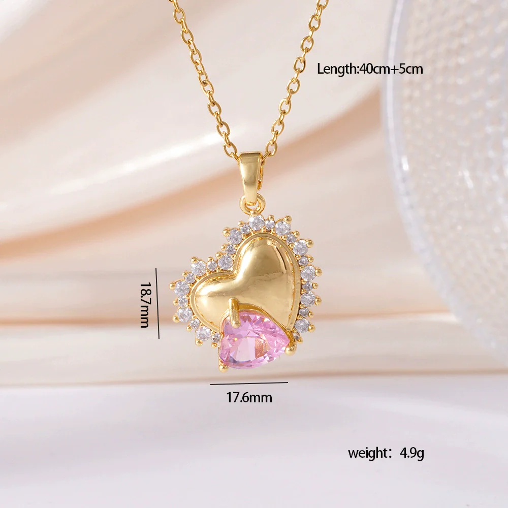 Wholesale Women's Copper Inlaid Zircon Geometric Light Luxury Style Necklace With Electroplating And O Word Chain - Image 6