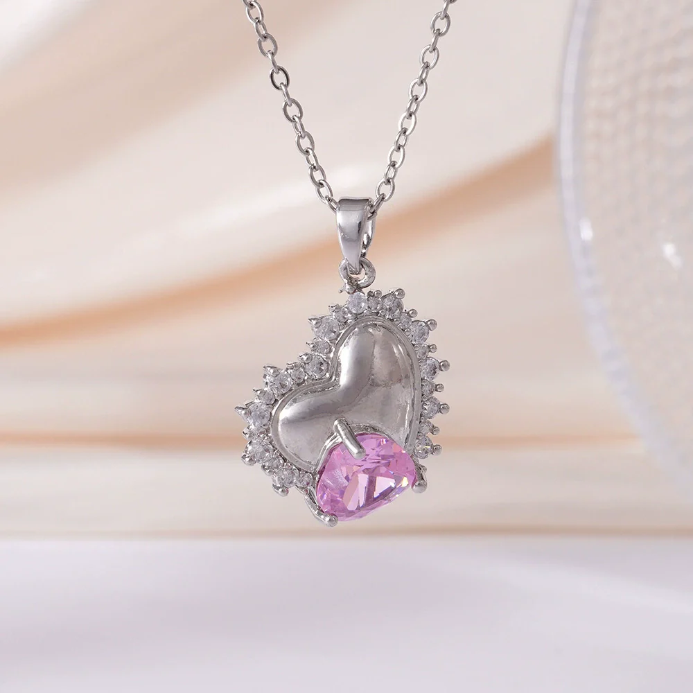 Wholesale Women's Copper Inlaid Zircon Geometric Light Luxury Style Necklace With Electroplating And O Word Chain - Image 7