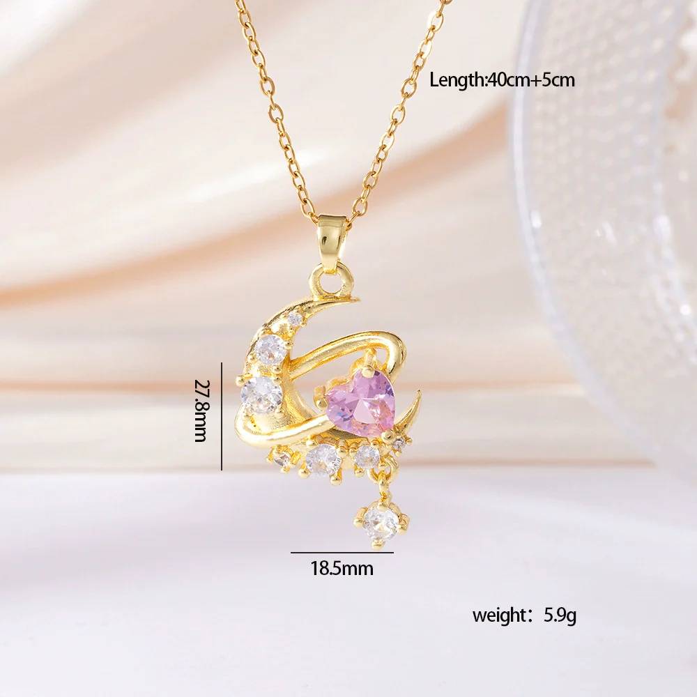 Wholesale Women's Copper Inlaid Zircon Geometric Light Luxury Style Necklace With Electroplating And O Word Chain - Image 8