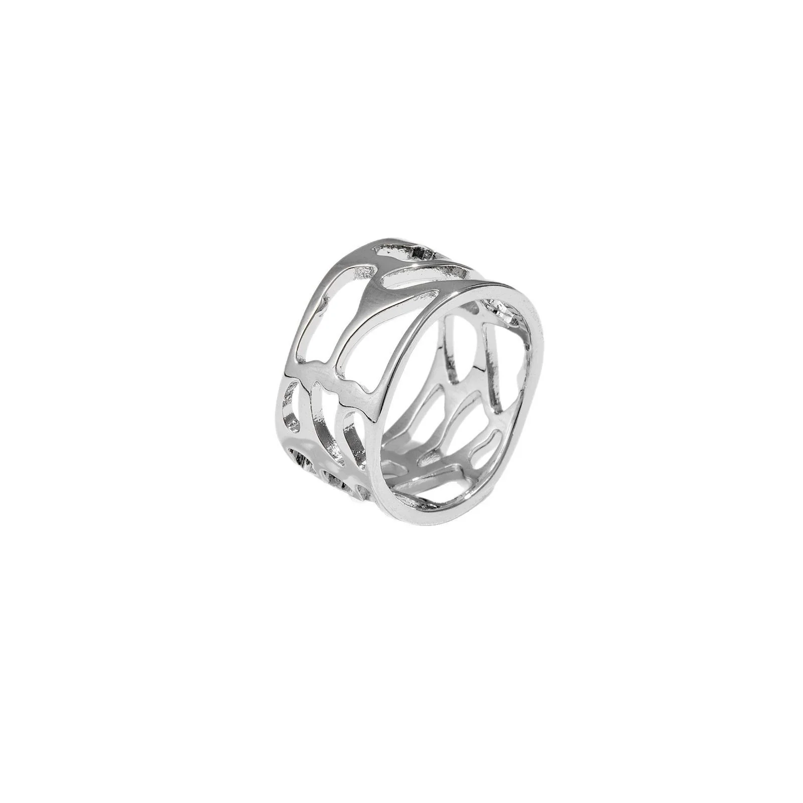 Wholesale Women's Copper Jewelry Light Luxury Style Irregular Hollow Ring With Electroplating - Image 5