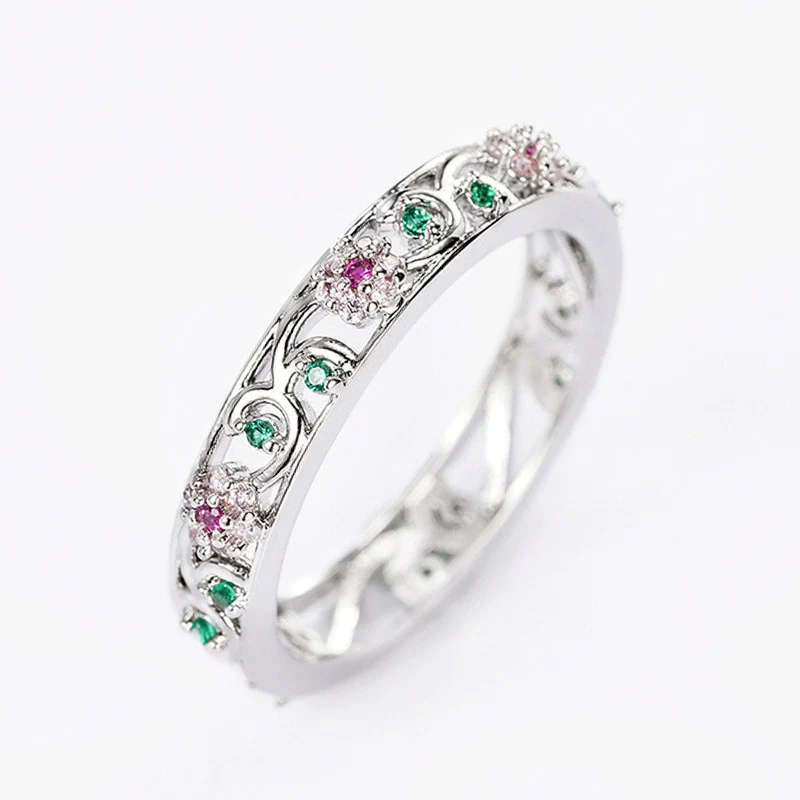 Wholesale Women's Copper Jewelry With Flower Style And Zirconia Design - Image 2