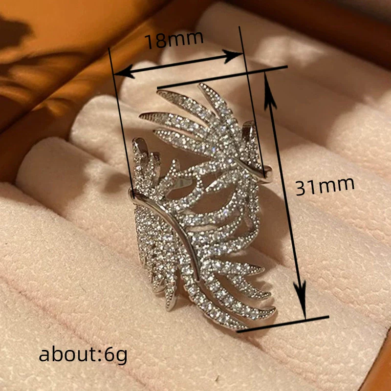 Wholesale Women's Copper Leaf Banana Leaf Ring Inlaid With Zirconia Fashion Jewelry - Image 4