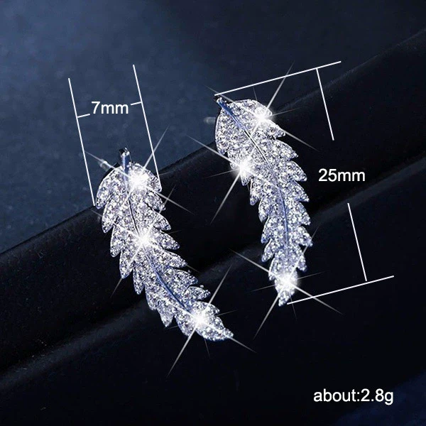 Wholesale Women's Copper Leaf Earrings With Micropaved G Zircon And Heart Shape Elegant Style - Image 5