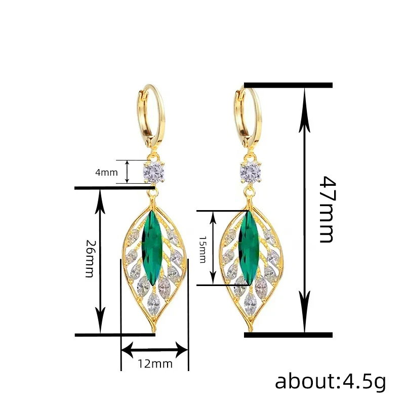 Wholesale Women's Copper Leaf Geometric Earrings Light Luxury Style - Image 4