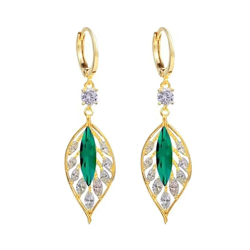 Wholesale Women's Copper Leaf Geometric Earrings Light Luxury Style - Image 5